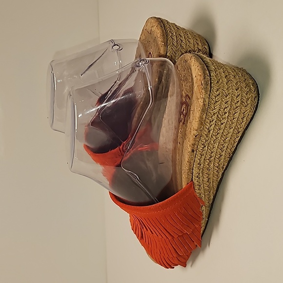 UGG Kendra Wedge Sandals Slides Espadrilles  Suede Leather Fringe Cork Orange 7 - Picture 6 of 16